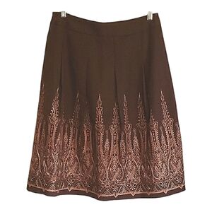 Embroidered Brown Pleats Old World Full Skirt Russian Steeples Elaborate Design